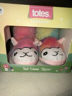 totes NIB MD (13-1) Toasties Kids Rainbow Pink Llama Slippers … ADORABLE & SOFT!